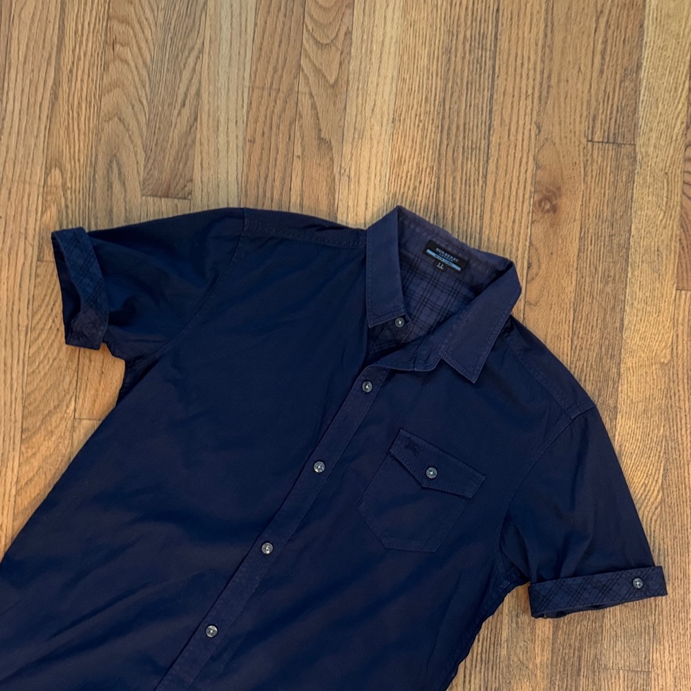 Burberry London Blue Label Men's Navy Blue Short Sleeve Shirt Size: LL  Japan - Picture 4 of 13
